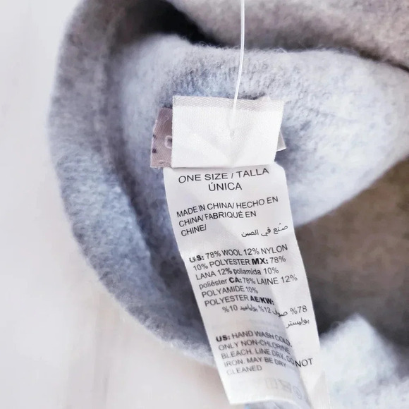 Chico's Rhinestone Bee Beret Hat Gray Grey Slate One Size Wool Blend - Picture 7 of 7